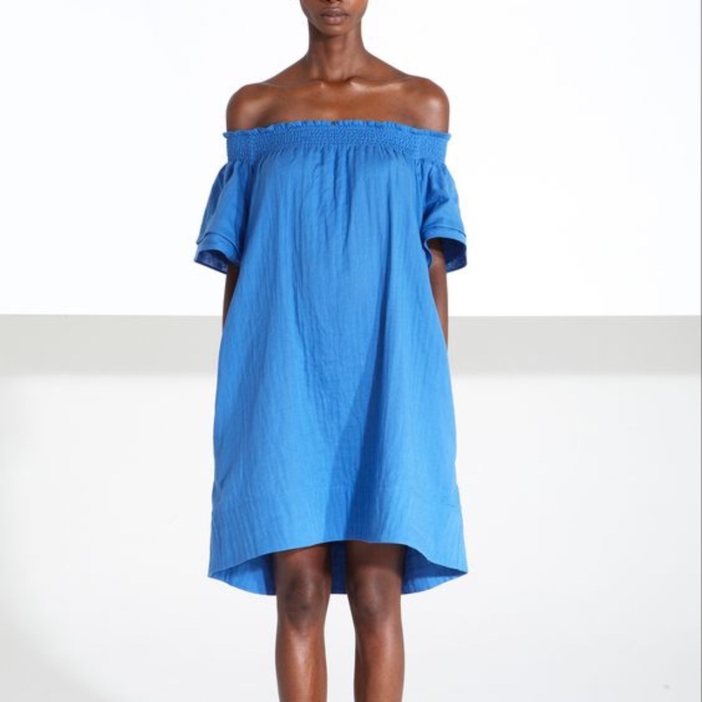 Apiece Apart off shoulder blue summer dress